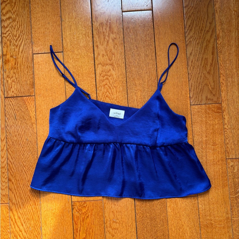 Aritzia Wilfred Deep Blue Satin Camisole